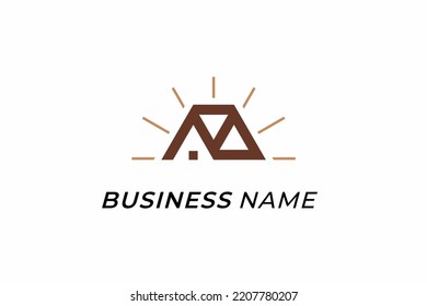 design logo combine roof and letter A