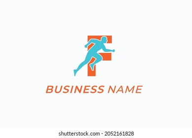 design logo combine run and letter F