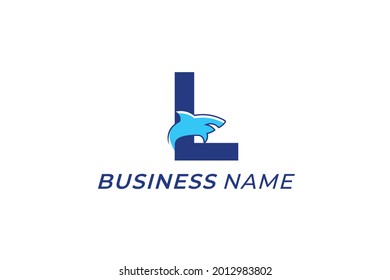 design logo combine shark and letter L