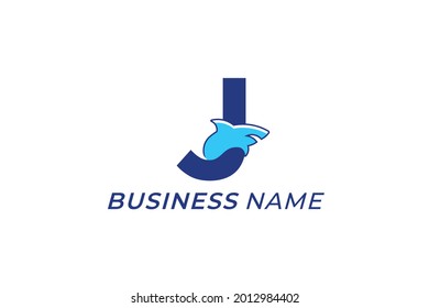 design logo combine shark and letter J