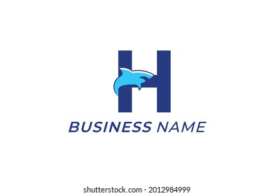 design logo combine shark and letter H