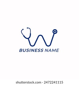 design logo combine stethoscope and letter W