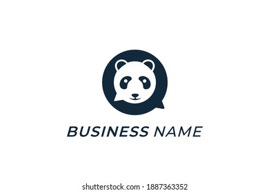 design logo combine talk chat and panda