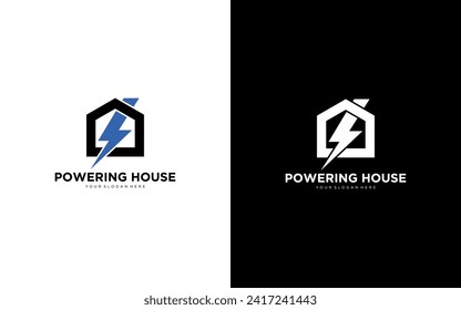 design logo combine thunderbolt and home