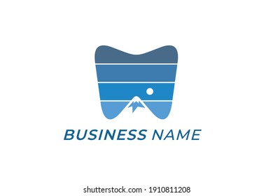 design logo combine tooth and mountain