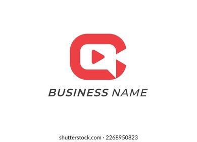design logo combine video chat and letter C