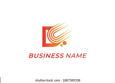 design logo comet meteor and letter D
