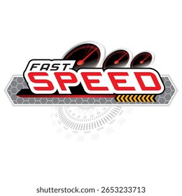 Concepto de logotipo de diseño Fast Speed con icono de velocímetro y celda de panal.