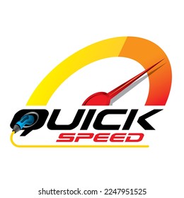 Diseño del logotipo Velocidad rápida con enchufe de la bomba de cable de alimentación en la alimentación de carga del vehículo eléctrico EV.