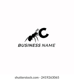 design logo creative ant and letter C