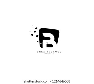 Design Logo Creative B Letter Modern Abstract Shape Dots Black Monogram