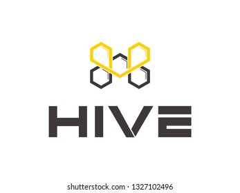 design logo creative bee and polygon