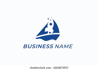 design logo creative boat and rocket