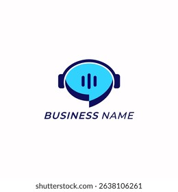 design logo creative bubble chat and headphone