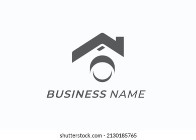 logotipo de diseño cámara creativa y hogar en el techo