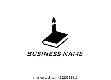 design logo creative candle and book