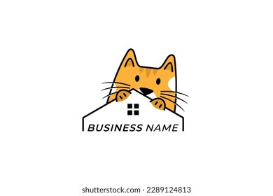design logo creative cat and home