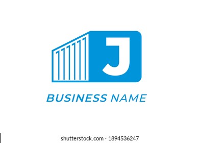 design logo creative container and letter J