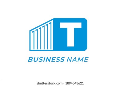 logotipo de diseño contenedor creativo y letra T