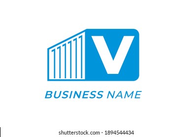 design logo creative container and letter V