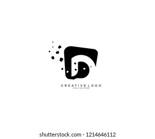 Design Logo Creative D Letter Modern Abstract Shape Dots Black Monogram