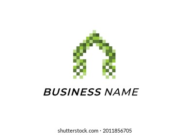 design logo creative digital pixels and arrow