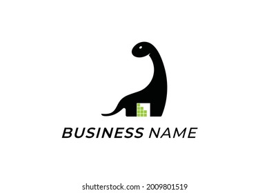 design logo creative dinosaur and gift box