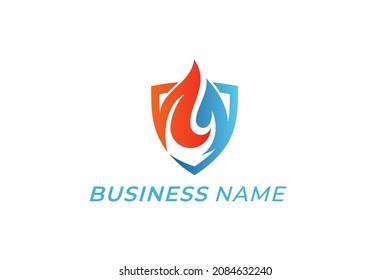 design logo creative fire and shield