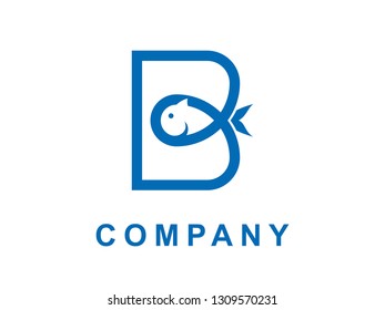 design logo creative fish letter B