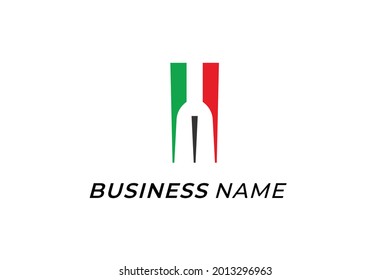 design logo creative fork and italia flag