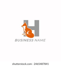 design logo creative fox and letter H
