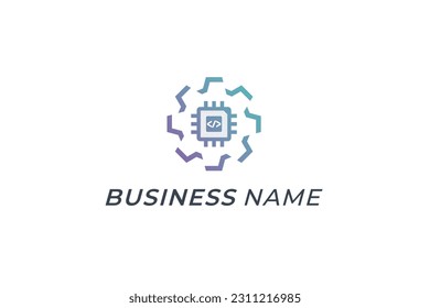 design logo creative gear and coding development