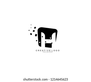 Design Logo Creative H Letter Modern Abstract Shape Dots Black Monogram