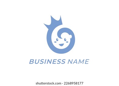 design logo creative head baby and crown