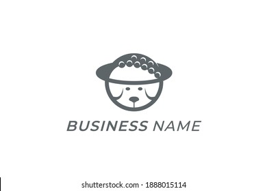 design logo creative head dog and ball golf