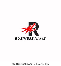 design logo creative head dragon and letter R