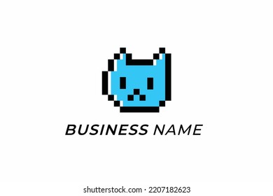 design logo creative head pixel cat