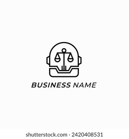 logo de diseño cabeza creativa robot abogado judicial