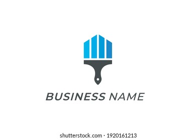 design logo creative home and paint brush