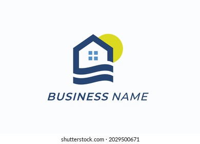 design logo creative home and river