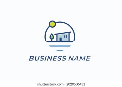 design logo creative home and river