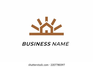 design logo creative home and sun ray