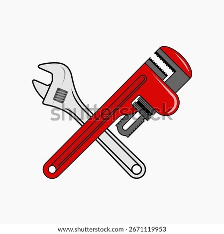 design logo creative key plumbing and wrench