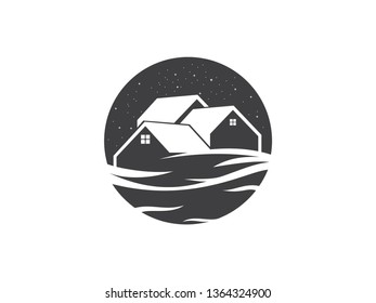 design logo creative lake and house