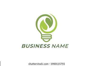 design logo creative leave and bulb