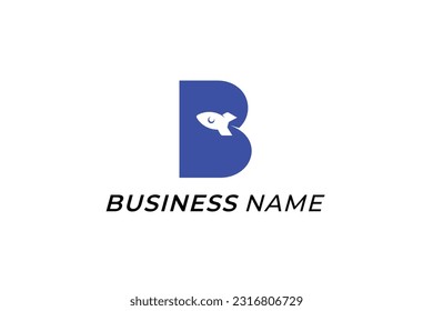 logotipo de diseño letra creativa B y cohete