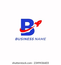 design logo creative letter B and rocket launch