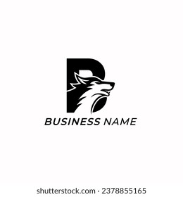design logo creative letter B and wolf hunter
