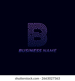 Design-Logo, kreativer Buchstabe B und Netzwerk