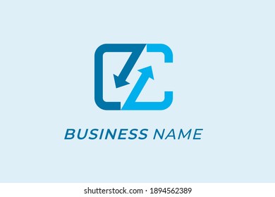 logotipo de diseño letra creativa C y flecha